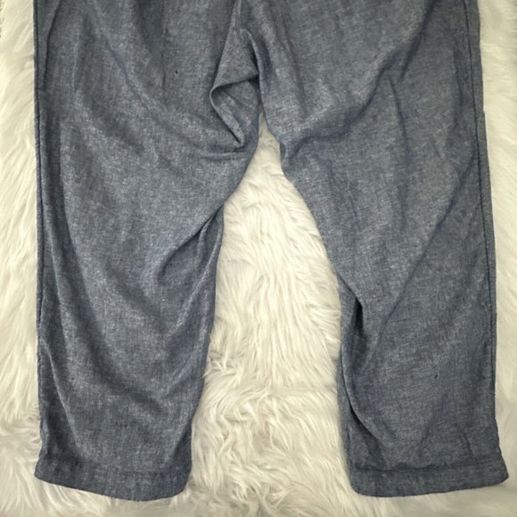 Old Navy womens NWT high rise crop pants 55% linen 3X elastic waist blue - Picture 12 of 13